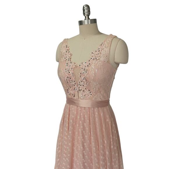 Vintage Y2K Pink Prom Dress Size 3 City Triangles Lace Embellished Princess 2000 - Picture 6 of 11